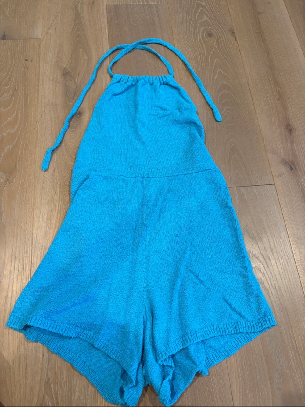 FP Beach Size Small Woman's Turquoise Knit Halter Romper.